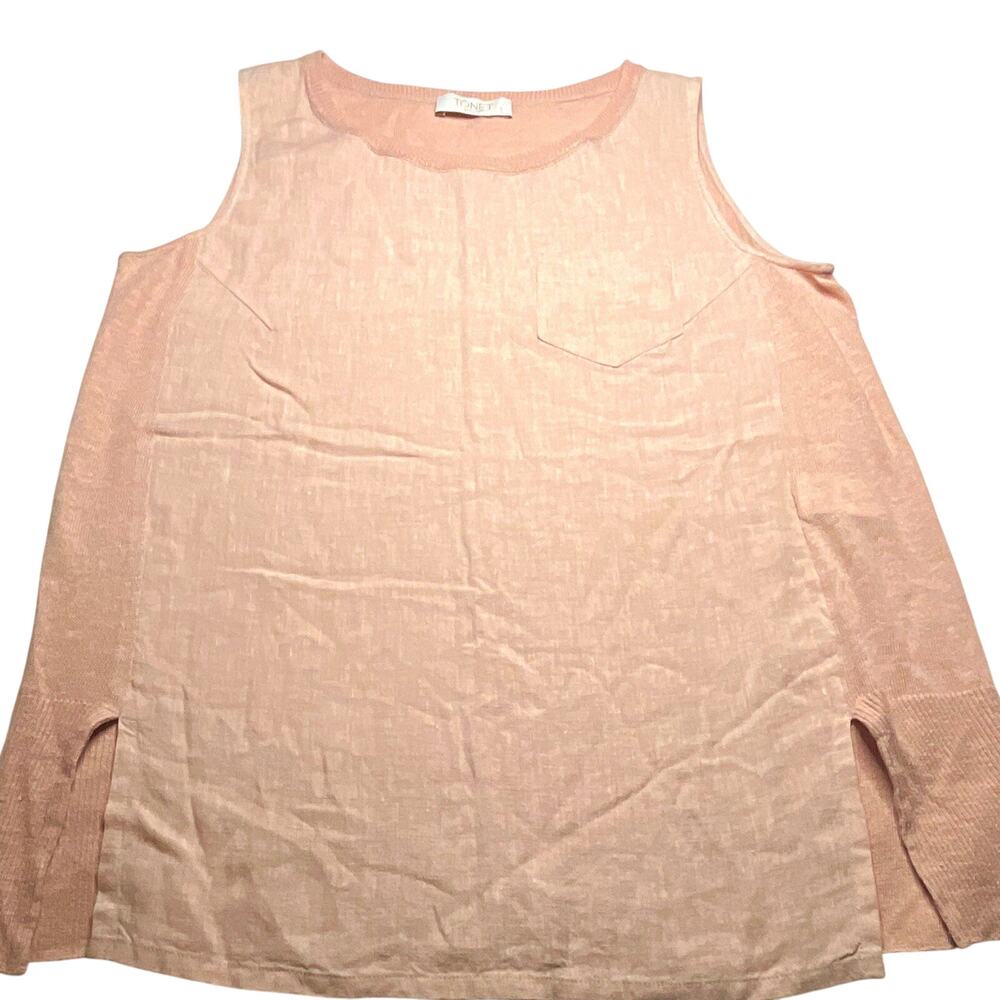TONET Women’s 48 Pink Solid Round Neck Sleeveless Pullover Top Pocket (64)